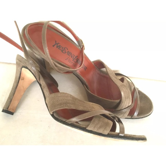 YSL Yves Saint Laurent Ankle Strap Slingback Shoes